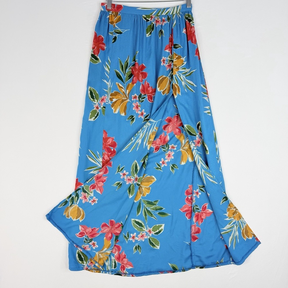 Patrons of Peace Maxi Skirt Tropical Floral Slit Beach Boho 100% Rayon‎ SZ-Small